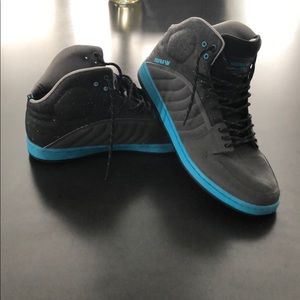 Men's Supra Grey and Teal Hightop Sneakers